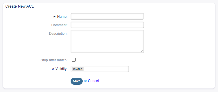 Create New ACL Screen