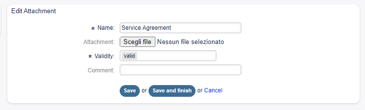 Edit Attachment Screen