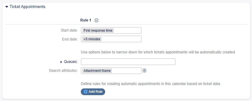 Calendar Settings - Ticket Appointments