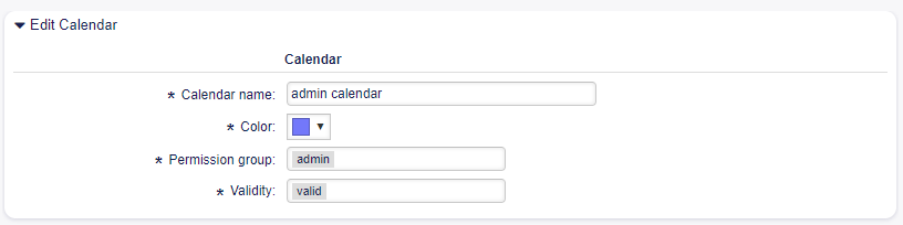 Edit Calendar Screen