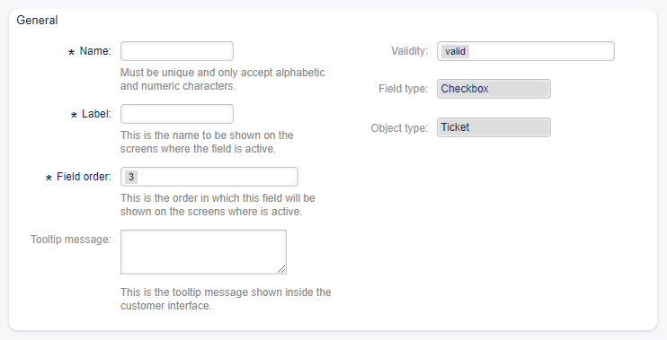 Create New Dynamic Field Screen