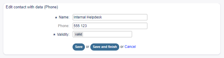 Edit Contact With Data Screen