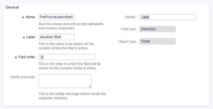 Edit Dynamic Field Screen