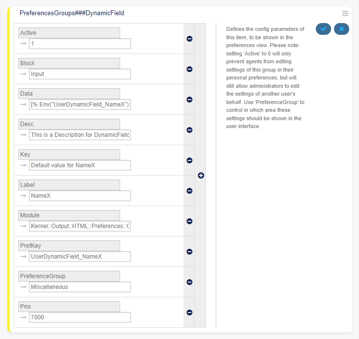 Activate Dynamic Field in Personal Preferences