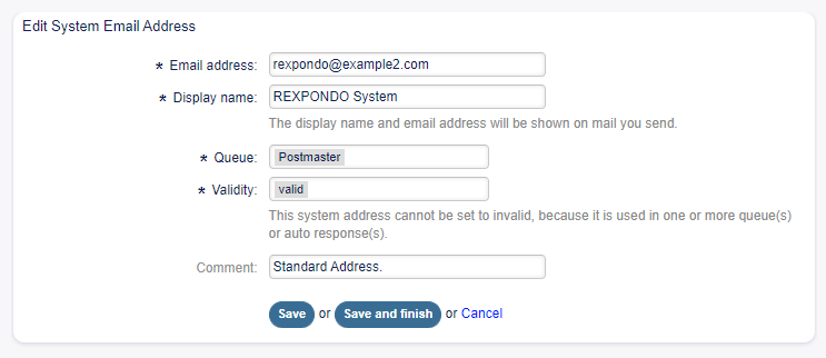 Email Address Edit Screen