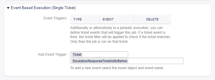 Job Settings - Event Based Execution