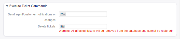 Job Settings - Execute Ticket Commands