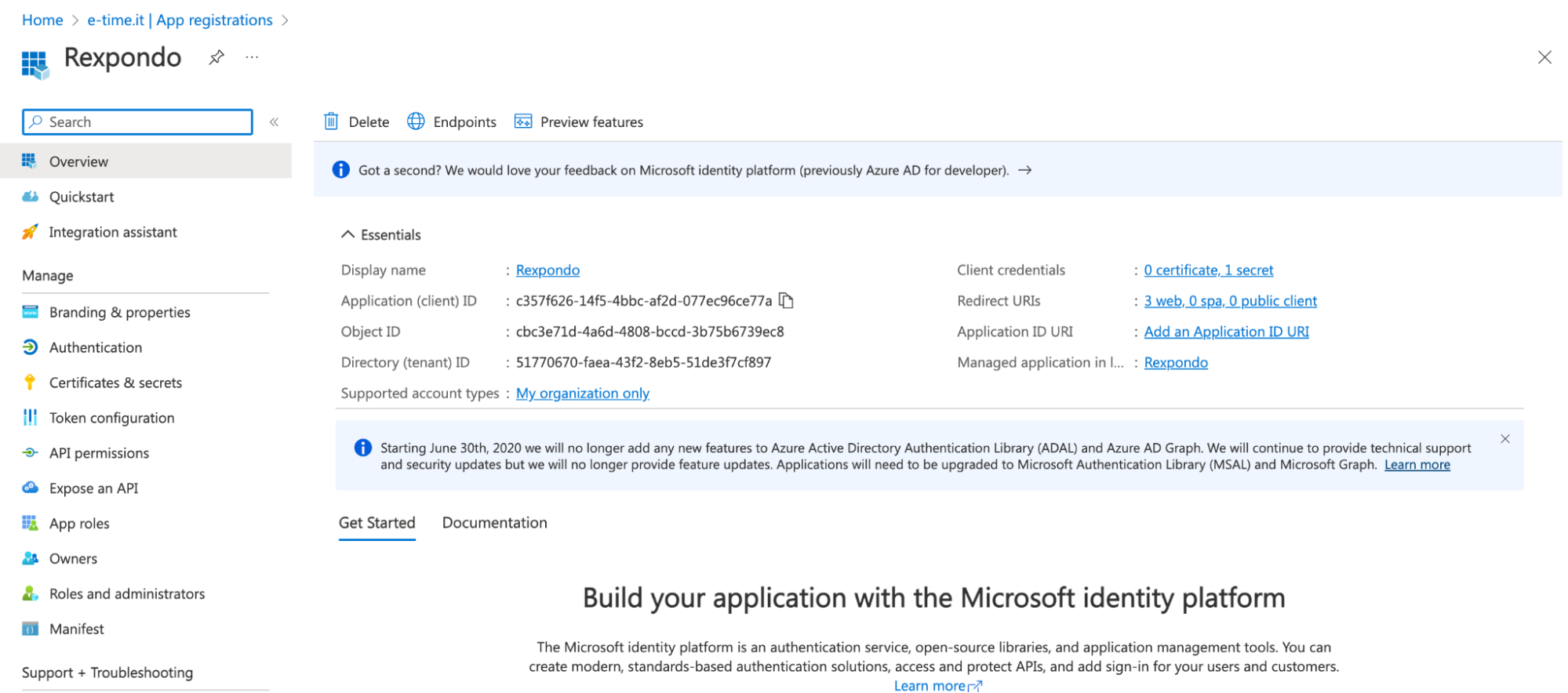 Application Control Panel