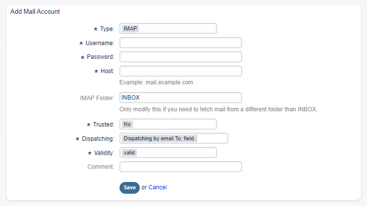 Add Mail Account Screen