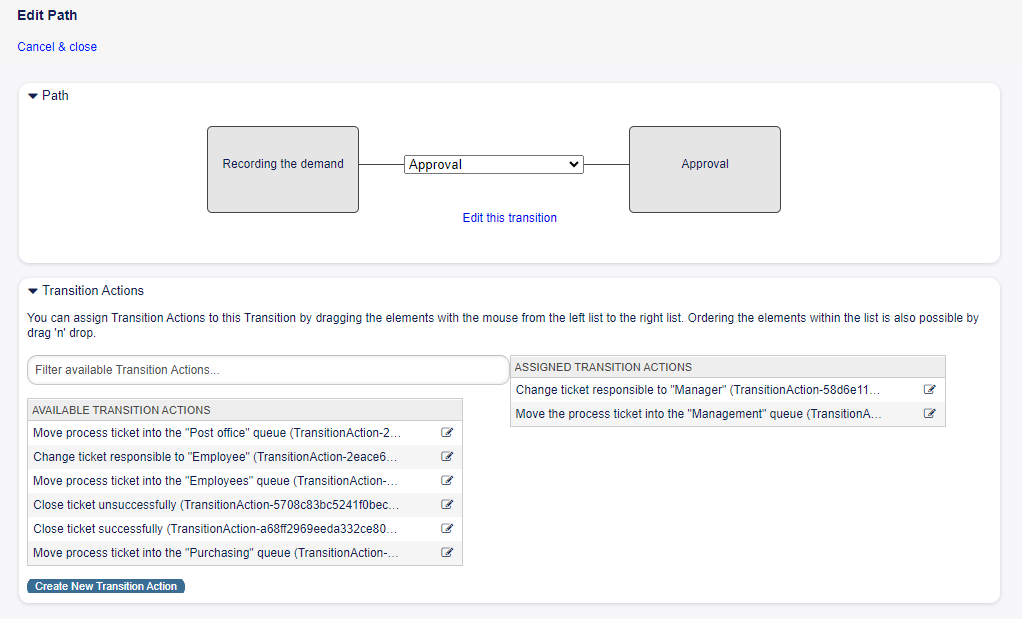 Book Ordering - Assign First Transition Action