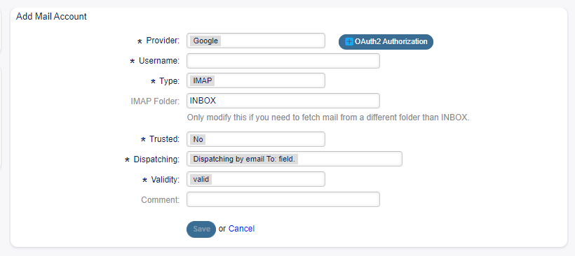 REXOAuth2 Add Screen