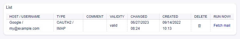 REXOAuth2 Account List Screen