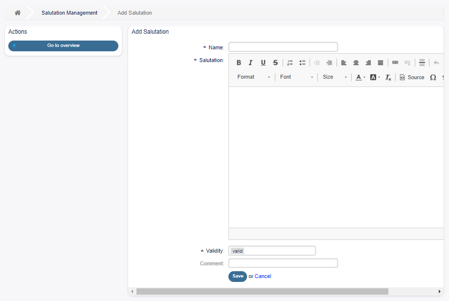 Add Salutation Screen