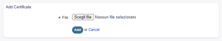 Add S/MIME Certificate Screen