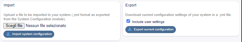 System Configuration - Import and Export
