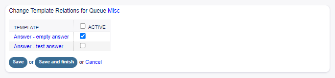 Change Template Relations for Queue