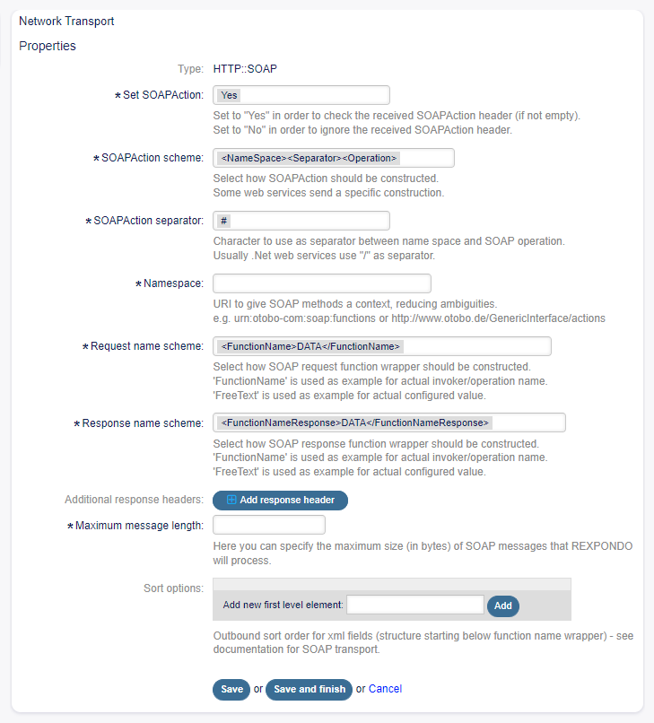 Web Service Settings - Rexpondo as Provider - HTTP\:\:SOAP