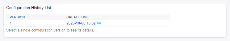 Web Service Configuration History Screen