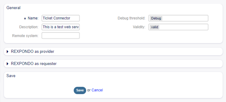Edit Web Service Screen