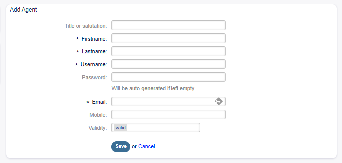 Add Agent Screen