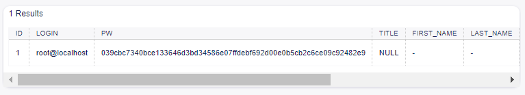 SQL Box Result