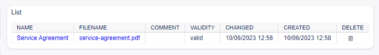 Delete Attachment Screen
