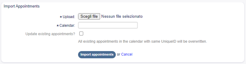 Import Appointments Screen