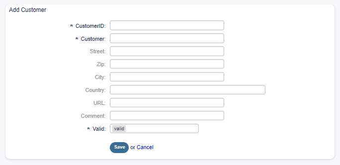 Add Customer Screen