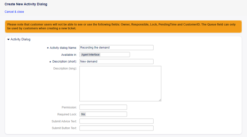 Book Ordering - Add Activity Dialog