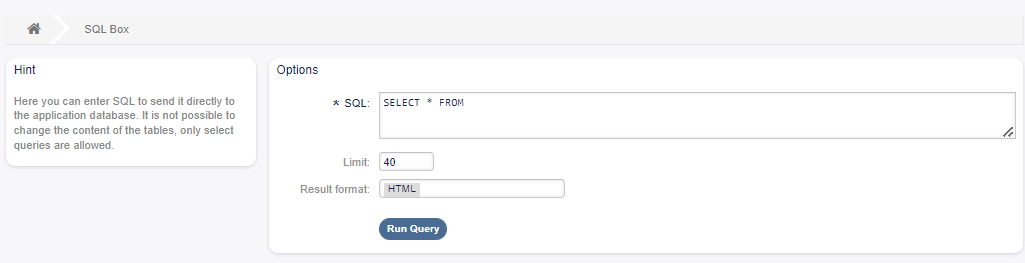 SQL Box Widget