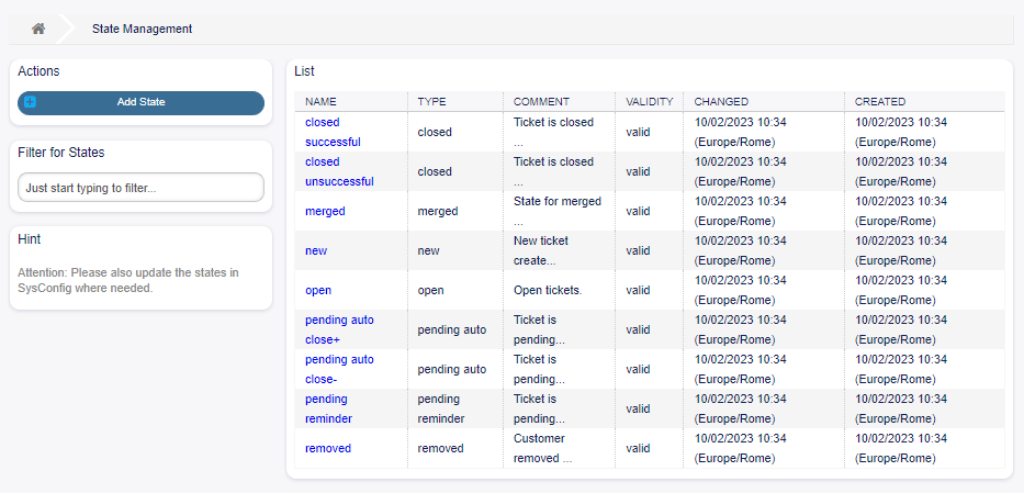 State Management Screen