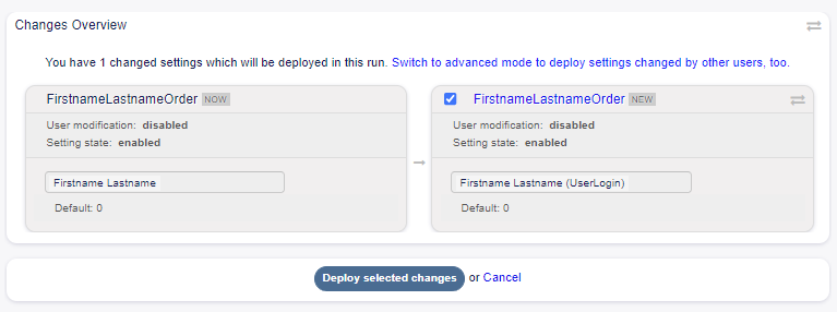 System Configuration - Setting Different
