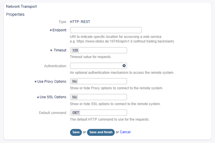 Web Service Settings - Rexpondo as Requester - HTTP\:\:REST