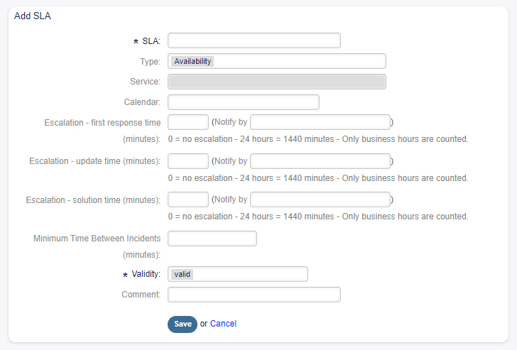 Add Service Level Agreement Service