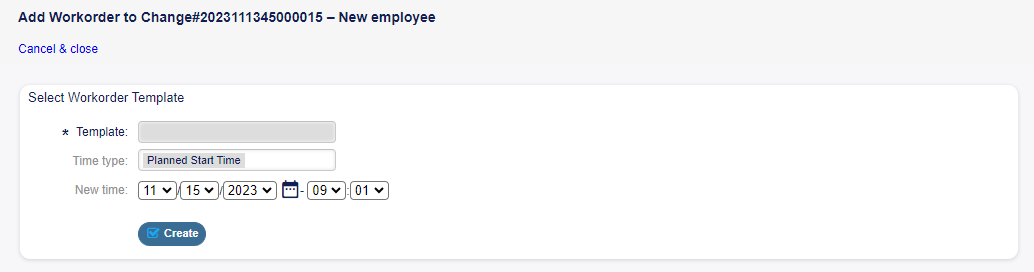 Add Workorder (From Template)