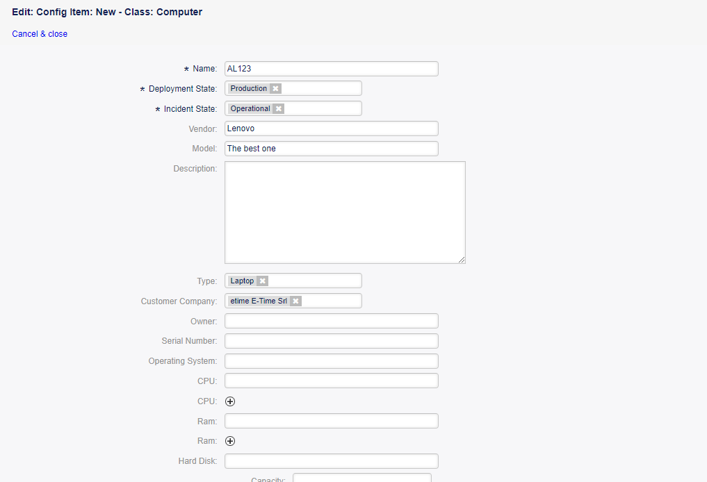 Configuration Item Duplicate