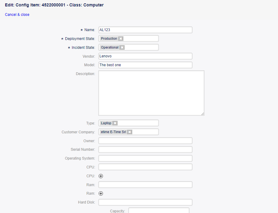 Configuration Item Edit