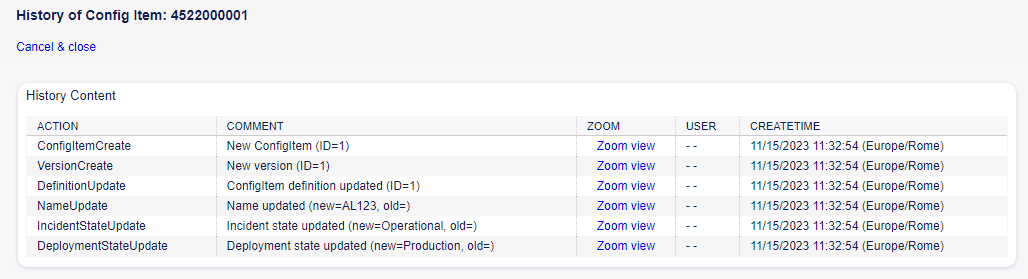 Configuration Item History