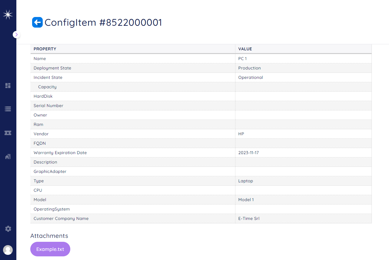 Customer CMDB Detail