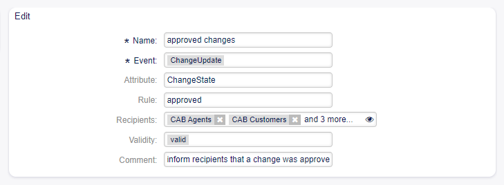 Edit Change Notification Management