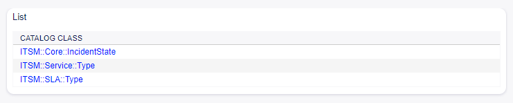 General Catalog Class List