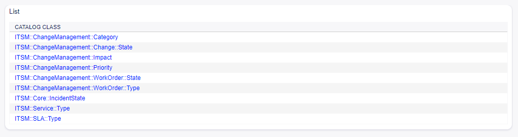 General Catalog Class List