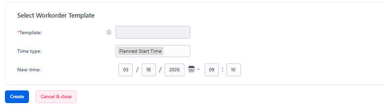 Add Workorder (From Template)