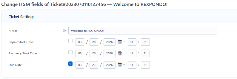 Ticket Additional ITSM Fields