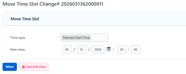 Workorder Move Time Slot
