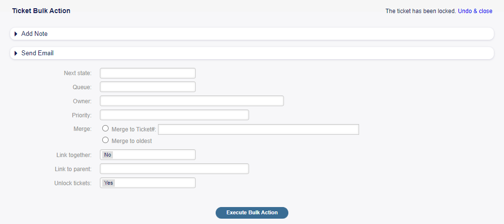 Queue View Bulk Action Screen