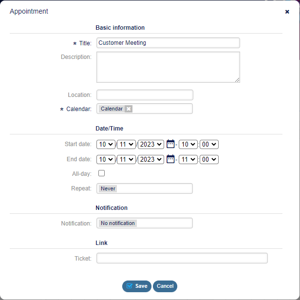 Edit Appointment Dialog