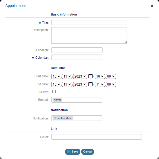 Appointment Dialog