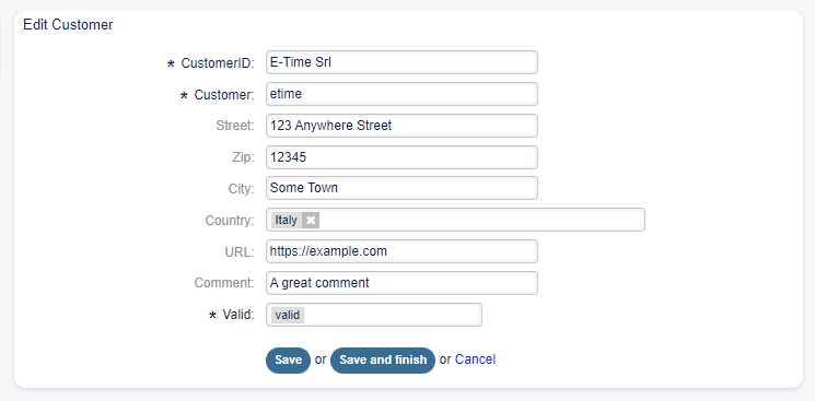 Edit Customer Screen