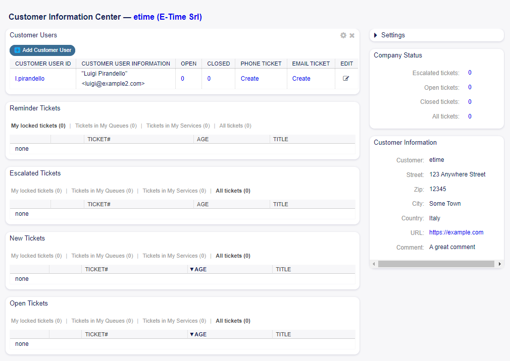 Customer Information Center Dashboard